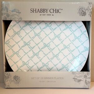 Shabby Chic Disposable Aqua Trellis Dinner and Dessert Plates Set of 24 Each